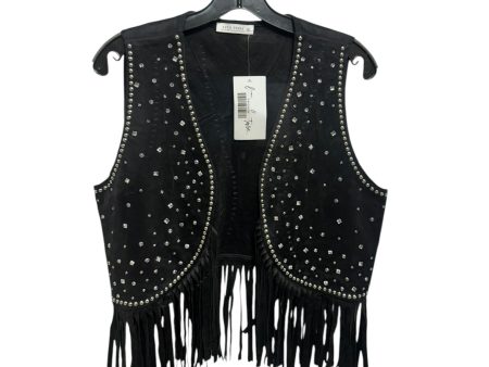 Studded Fringe Vest By 12th Tribe In Black & Silver, Size: L Online now