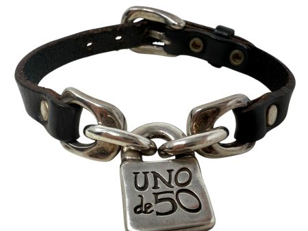 20 Years Leather & Silver Plated Bracelet By Uno de 50 Supply