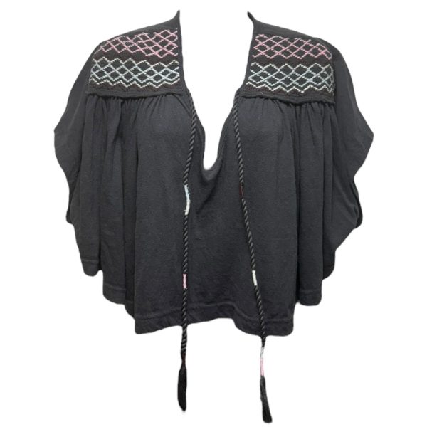 Washed Black Market Embroidered V-Neck Top By Free People In Grey, Size: Xs Sale