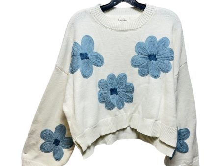 Flower Sweater By Jessica Simpson In Blue & White, Size: L Online Sale