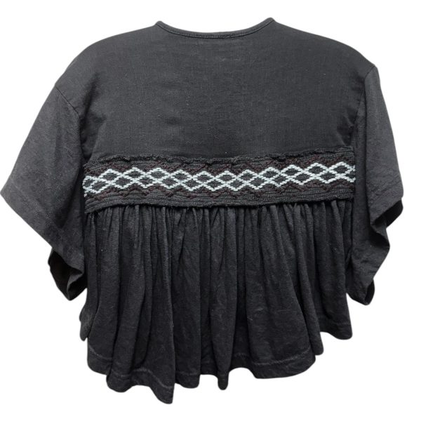 Washed Black Market Embroidered V-Neck Top By Free People In Grey, Size: Xs Sale