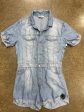 Romper By Zenana Outfitters In Blue Denim, Size:M For Cheap