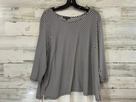 Top 3 4 Sleeve By Adrianna Papell In Black & White, Size: 2x Fashion