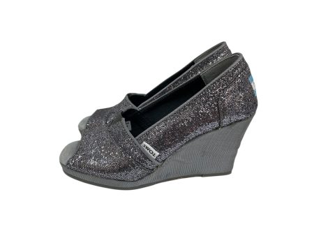 Sandals Heels Wedge By Toms In Silver, Size:5 Sale