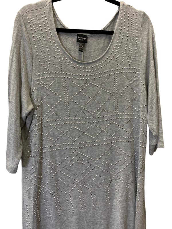 Top Long Sleeve By Clothes Mentor In Grey, Size: 1x Online