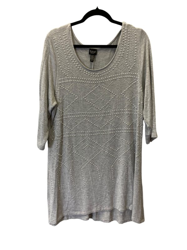 Top Long Sleeve By Clothes Mentor In Grey, Size: 1x Online