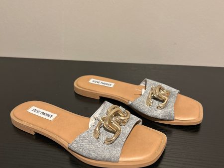 Sandals Flats By Steve Madden In Blue Denim, Size: 8 For Sale