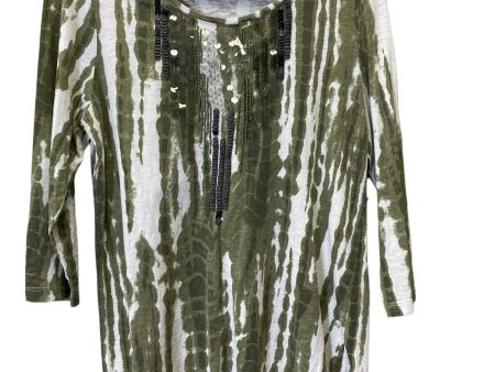 Green & White Top 3 4 Sleeve Chicos, Size M Hot on Sale